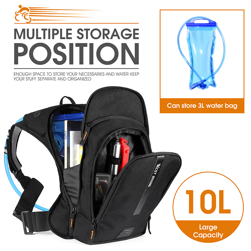 Mountain Biking Backpack - WEST BIKING 10L Hydration Backpack for