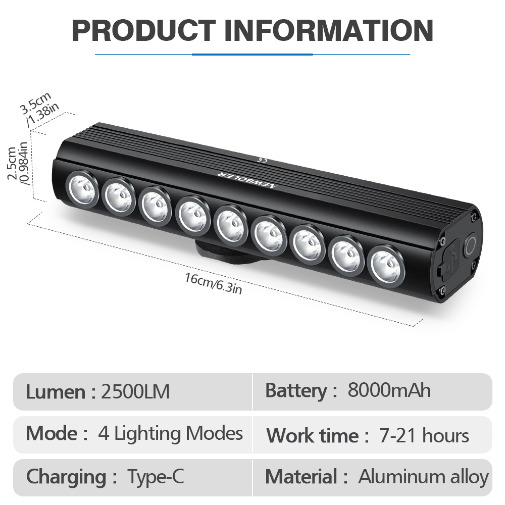 NEWBOLER 8000mAh Bicycle Light - огляд і ціна Mountain Biking Backpack
